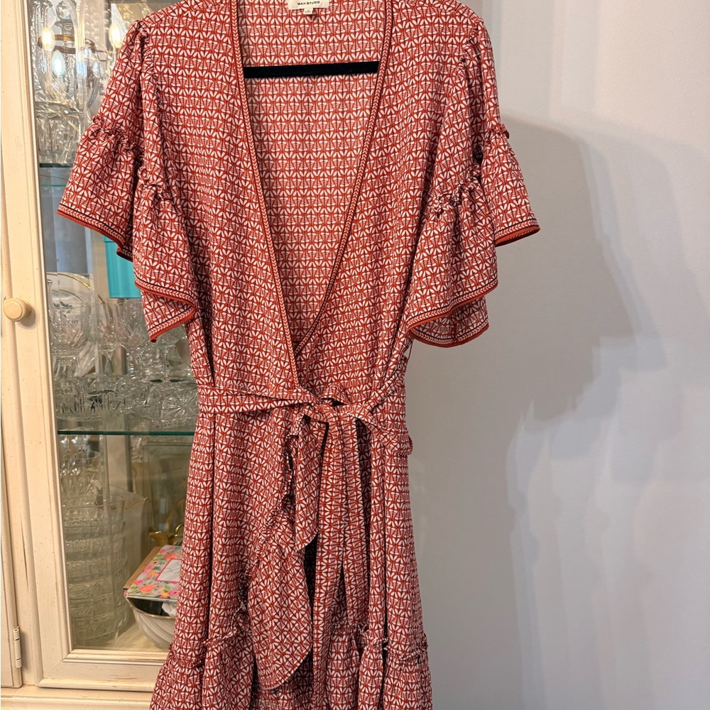 Max Studio Rust And White Patterned Mini Dress Wi… - image 6